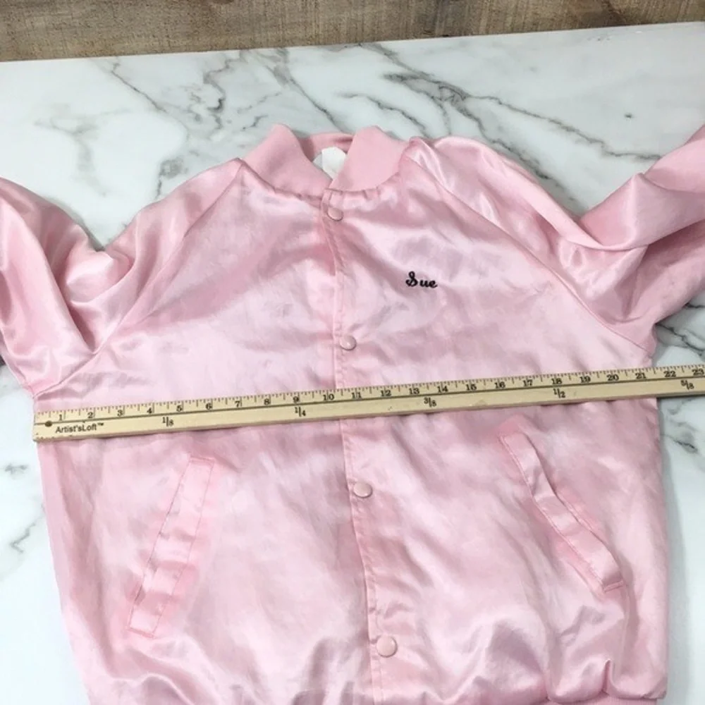 West‎ Ark USA Vintage Sue Pink Ladies Grease Button Bomber Jacket Womens Small
